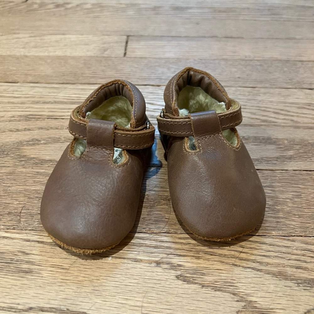 Donsje leather / suede / faux fur Mary Jane’s 6-12 mos